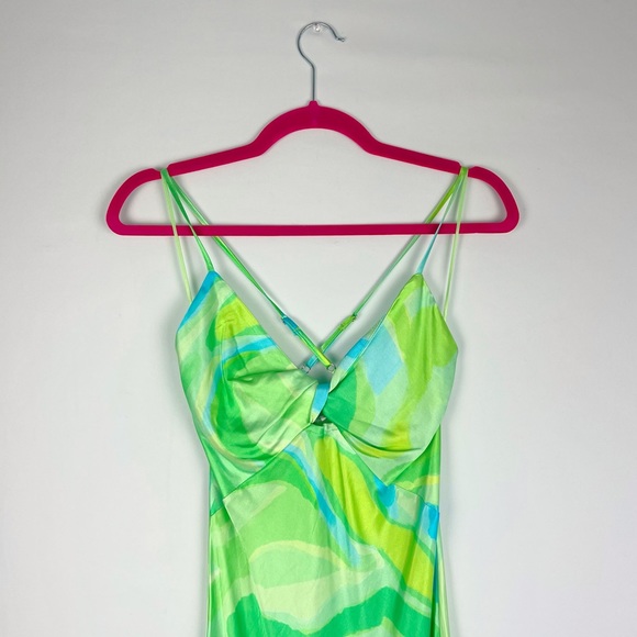 NWT Asos Twist Front Watercolour Midi Satin Style Dress S - Picture 4 of 10